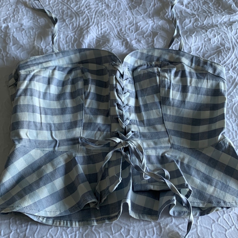 Gingham Peblum Top